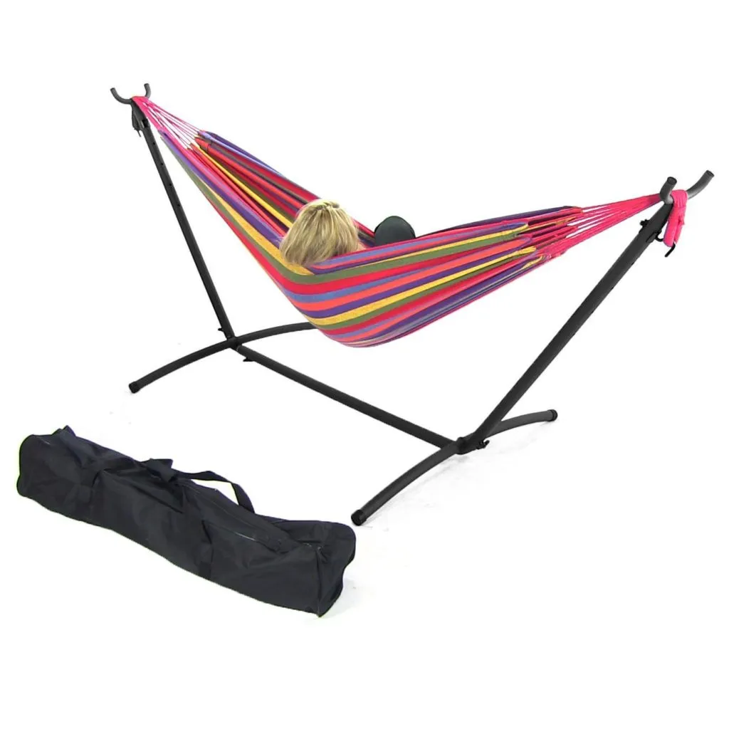 Sunnydaze Cotton Double Brazilian Hammock with Stand