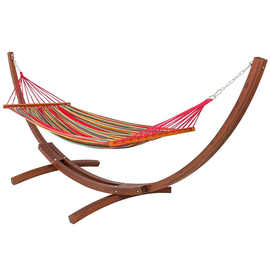 BestChoice Products Wooden Curved Arc Hammock with Stand
