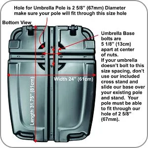 EasyGoProducts Offset Umbrella Base Weight Dimensions and Capacities