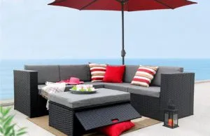Baner Garden (K35) 4 Pieces Outdoor Furniture Complete Patio Cushion Wicker Rattan Garden Corner Sofa Couch Set