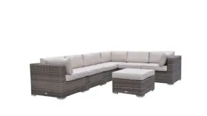 Radeway 7 pc Modern Sectional Outdoor Patio Furniture Sets Backyard Wicker Rattan Sofa Set W Covers, Brown