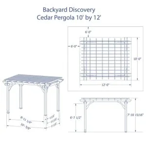 Backyard Discovery Cedar Pergola Kit 12 x 10 Dimensions