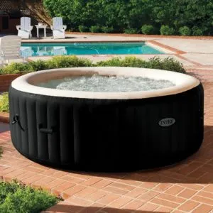 Intex PureSpa Jet and Bubble Deluxe Portable Hot Tub, Round, Onyx Black