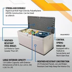 Lifetime 130-Gallon Deck Box Features