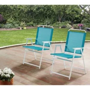 Mainstays Pleasant Grove Sling Folding Chair, Set of 2 (Teal)