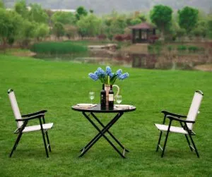 Naturefun Foldable Outdoor Indoor Sling Dining Chair, Portable Garden Balcony Leisure Chair, 1 Pair