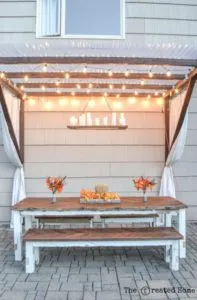 Outdoor Chandelier with String Lights Source: Remodelaholic