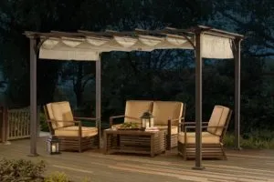 Metal Pergola with Canvas Cover by Sunjoy