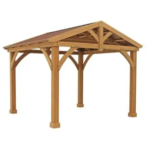 Premium Cedar Wood & Metal 12’ x 10.5’ Outdoor Pavilion Gazebo