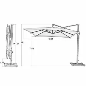 Abba Patio 10’ Rectangular Cantilever Umbrella Dimensions