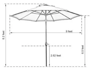 Abba Patio 9’ Tilting Umbrella Dimensions