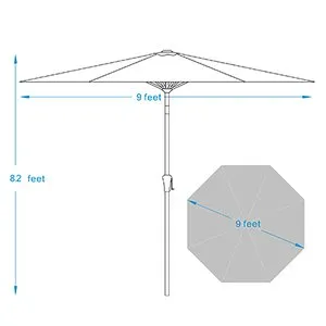COBANA 9 Ft Deluxe Tilting Patio Umbrella Dimensions