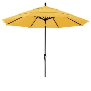 California Umbrella 11' Round Aluminum Market Umbrella, Crank Lift, Collar Tilt