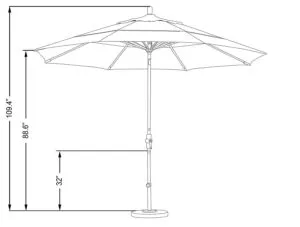 California Umbrella 11’ Tilt Umbrella Dimensions