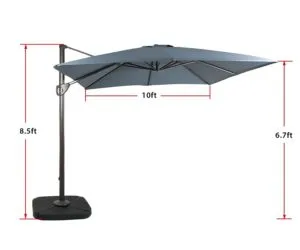 Domi Outdoor Living 10’ Cantilever Umbrella Dimensions
