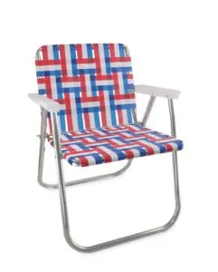 Lawn Chair USA Aluminum Webbed Chair (Picnic Chair, Old Glory with White Arms)