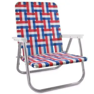 Lawn Chair USA Webbing Chair (High Back Beach Chair, Old Glory with White Arms)