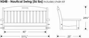 POLYWOOD NS48SA Nautical Swing Dimensions