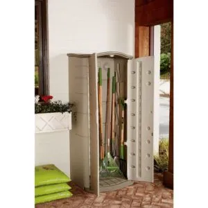 Rubbermaid 121 Gallon Vertical Storage Shed Open