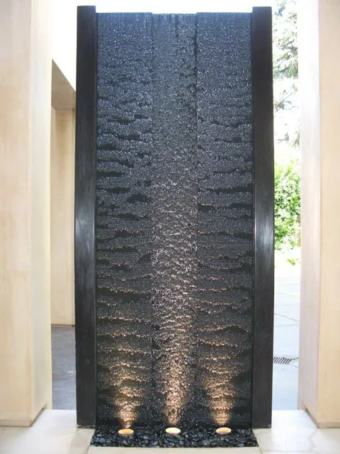 Water Wall Beautifully Lit Source: fallingH2O