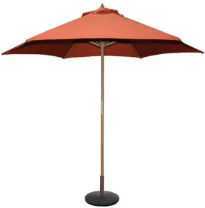 TropiShade 9’ Wooden Market Umbrella Teak Finish