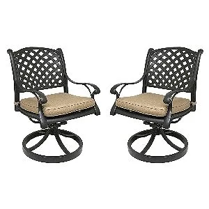 Nevada Swivel Rocker Chairs with Sesame Cushions