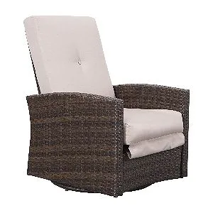 Outsunny Rattan Wicker Swivel Rocker Recliner