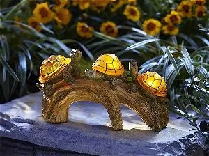 Moonrays 91515 Solar-Powered Outdoor LED Light Garden Décor, Turtles on a Log