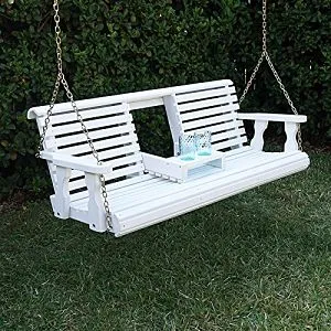 Porchgate Amish Heavy Duty 800b 5’ Porch Swing White Stain