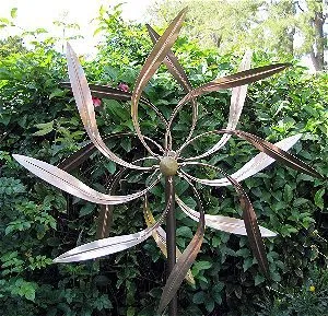 Stanwood Dual Willow Copper Wind Sculpture in the Garden
