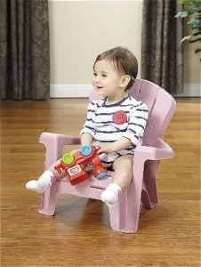 Kid in Pink Little Tikes Adirondack Chair