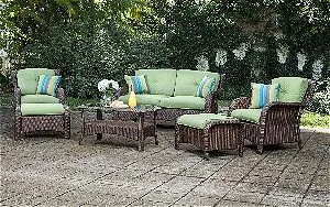 La-Z-Boy Outdoor Sawyer 6 Piece Resin Wicker Patio Furniture Conversation Set
