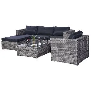 Tangkula 6 Pcs Outdoor Wicker Furniture Set