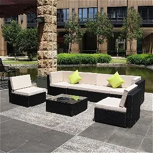 U-max 7 Piece Patio PE Rattan Wicker Sofa Sectional Furniture