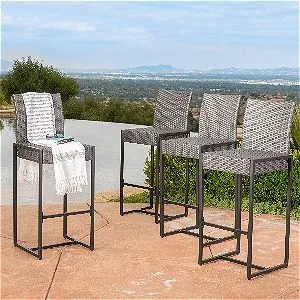 Conrad Patio Furniture ~ Outdoor Bar Stools Set of 4