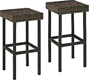 Crosley Furniture Palm Harbor Outdoor Wicker 29-inch Bar Stools - Brown (Set of 2)