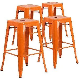 Flash Furniture 4 Pk. 30 High Backless Indoor-Outdoor Barstool Orange