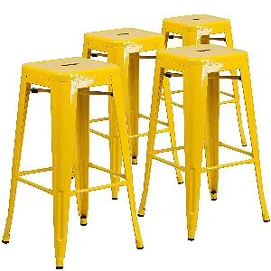 Flash Furniture 4 Pk. 30 High Backless Indoor-Outdoor Barstool Yellow