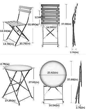 Grand patio 3-PCS Bistro-Set Dimensions