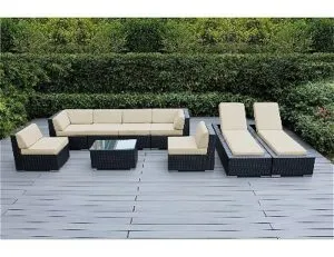 Ohana 9 Piece Sunbrella Patio Furniture Set: Taupe