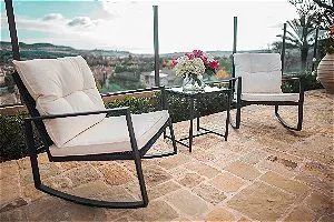 Suncrown Outdoor Rocking Wicker Bistro SEt