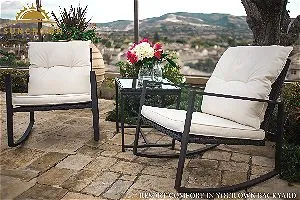 Suncrown Outdoor Wicker Bistro Set with Glass Table