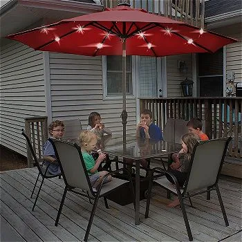 Abba Patio 9’ Patio Umbrella with LED Lighting