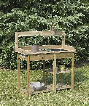 Convenience Concepts Deluxe Potting Bench, Fir finish