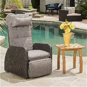 Odina Outdoor Brown Recliner with Cushion