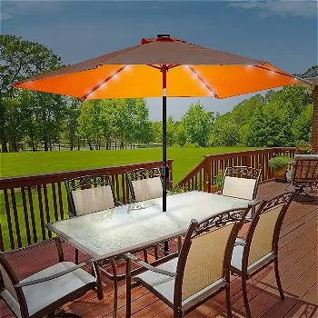 Sorbus Solar Lighted Umbrella, 10 ft