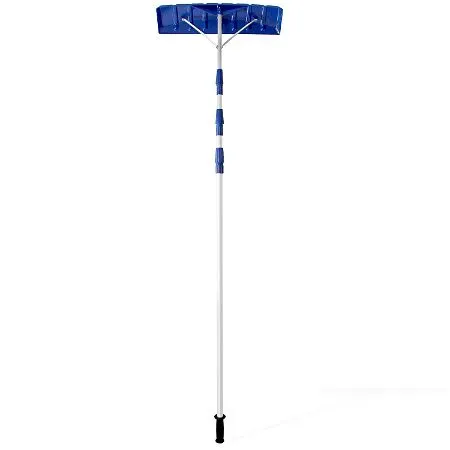 Ohuhu 21 Inch Twist-n-Lock Telescoping Snow Shovel Roof Rake with 6in by 25in Poly Blade