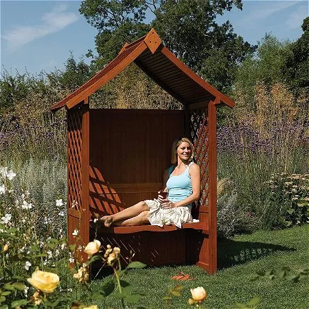 Rowlinson English Garden Wood Arbor with Seat