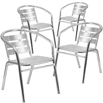Flash Furniture 4 Pk. Heavy Duty Commercial Aluminum Indoor-Outdoor Restaurant Stack Chair