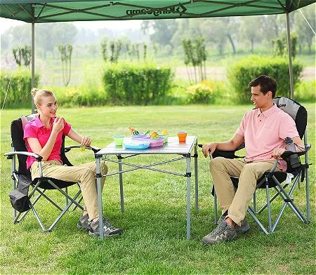 KingCamp Camping Chair Heavy Duty Lumbar Back Support Oversized Quad Arm